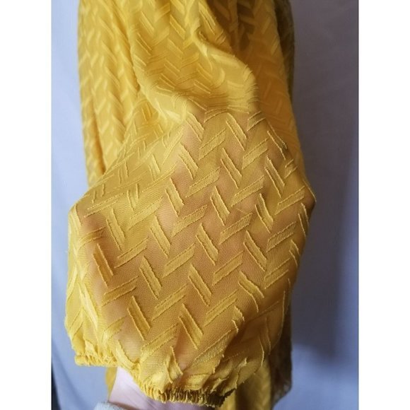 Anthropolgie One September Anwen Long Sleeve Dress yellow Boho Peasant Size L - Picture 5 of 12